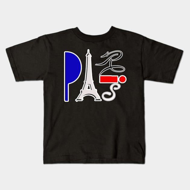 Paris France Eiffel Tower Kids T-Shirt by Cun-Tees!